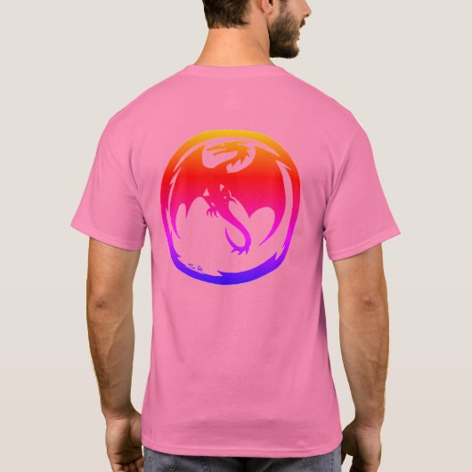 Neon Dragon men pink T-shirt back (Dos)