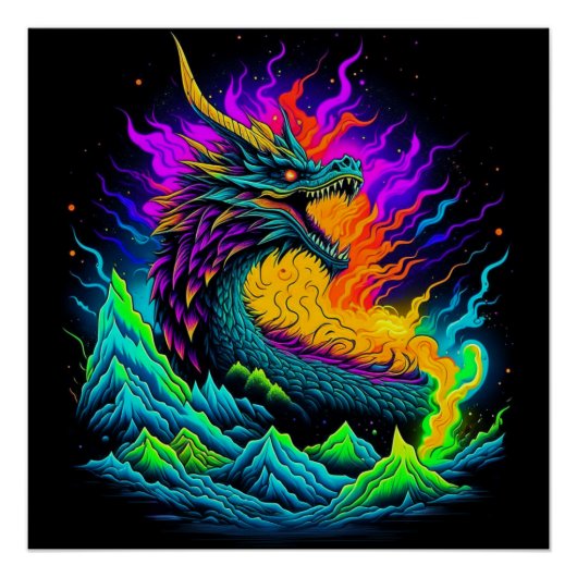 Neon Dragon Perfect Poster (Voorkant)