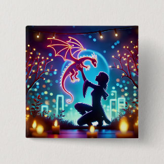 neon dragon trainer vierkante button 5,1 cm