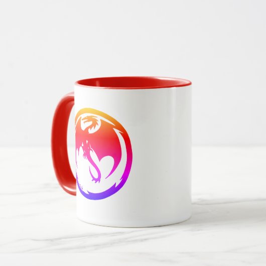 Neon Dragon wit rood combo mok (Voorkant links)