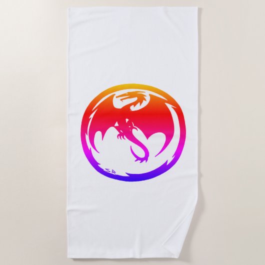 Neon Dragon witte handdoek (Voorkant)