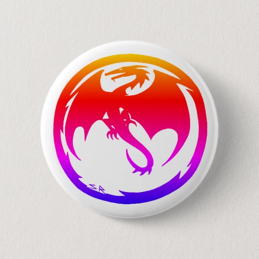 Neon Dragon witte knop Ronde Button 5,7 Cm (Voorkant)