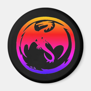 Neon Dragon zwarte magneet