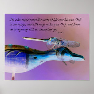 Neon Dragonfly Buddha Unity Quote Inspirerend Poster