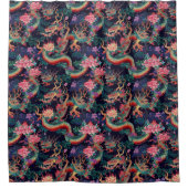 Neon Dragons en Flowers Douchegordijn (Voorkant)