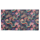 Neon Dragons en Flowers Kussensloop (Voorkant-Links)