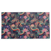 Neon Dragons en Flowers Kussensloop (Voorkant-Rechts)