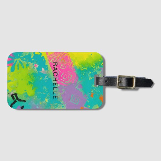 Neon Dreams Abstract Bagagelabel (Voorkant (horizontaal))