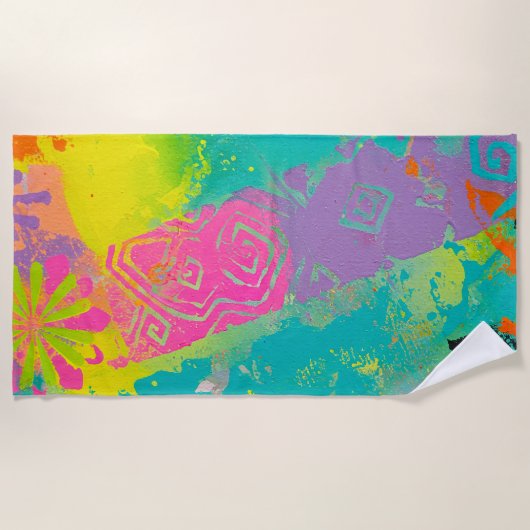 Neon Dreams Abstract Strandlaken (Voorkant)