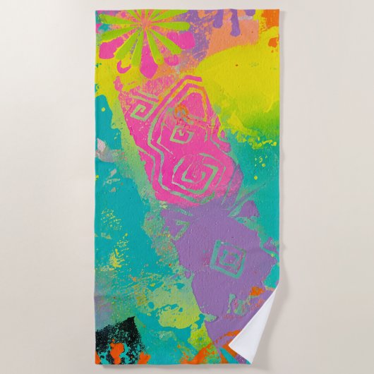 Neon Dreams Abstract Strandlaken (Voorkant)