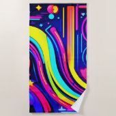 Neon Dreams: een psychedelische digitale odyssee Strandlaken (Voorkant)