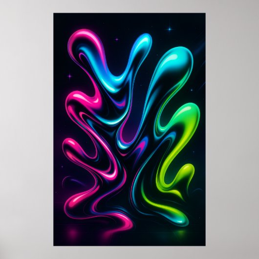 Neon Dreams II Toile abstraite | Art mural chromé (Devant)