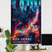 Neon Dreams - Poster de nuit (Bureau à domicile)