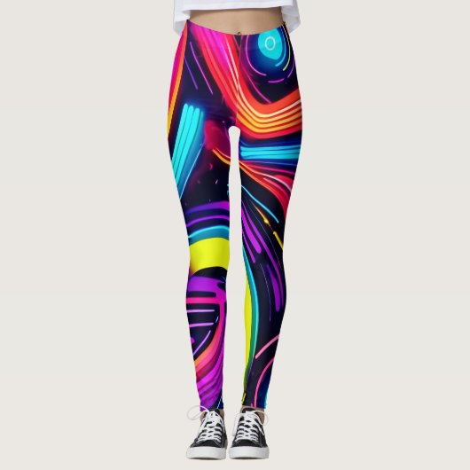 Neon Dreamscape Art Leggings (Voorkant)