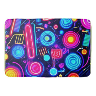 Neon Dreamscape: een levendige Abstracte kunst Badmat