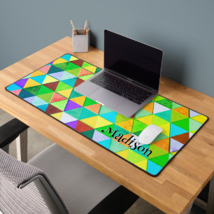 Neon driehoek retro geometriepatroon Monogram Bureaumat