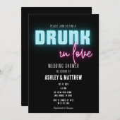 Neon Drink in Liefde Bruiloft Koppels Douche Kaart (Voorkant / Achterkant)