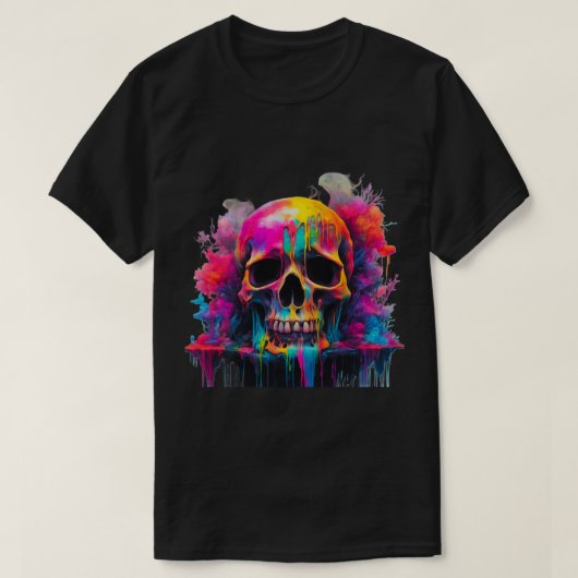 Neon Drip Skull Heren Basic T-Shirt (Design voorkant)