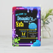 Neon Drip Slime Birthday Party Invitation Kids (Debout devant)