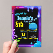 Neon Drip Slime Birthday Party Invitation Kids Acryl Uitnodigingen (Insitu (Draagbaar))