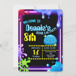 Neon Drip Slime Birthday Party Invitation Kids Kaart