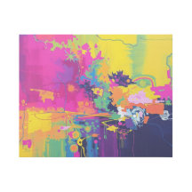 Neon Droomlandschap Abstract Gallery Wrap Canvas K