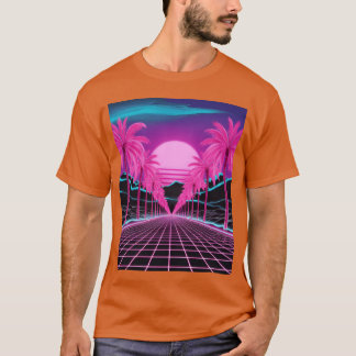 Neon Droomlandschap RetroFuturistische Synthwave Z T-shirt