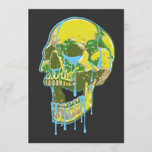 Neon druipende schedelillustratie – Krachtige grun Kaart