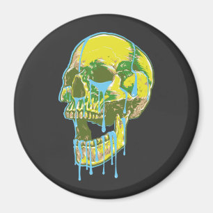 Neon druipende schedelillustratie – Stout grungeku Magneet