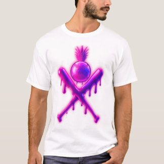 Neon Druppelende Honkbalknuppels Ananas Zomer Spor T-shirt