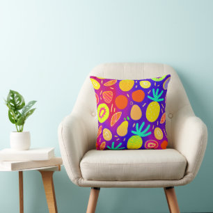 Neon Dynamic Fruit Pattern Art Kussen