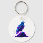 Neon Eagle on Glowing Rock – Cyberpunk Style Sleutelhanger (Achterkant)
