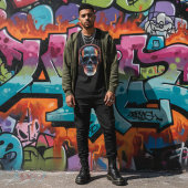 Neon Echo: Synthwave Gamer Schedel Grafisch T-shirt