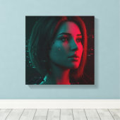 Neon Echo Uitgerekt Canvas Print (Insitu (Houten vloer))