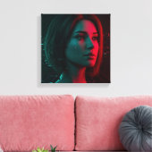 Neon Echo Uitgerekt Canvas Print (Insitu (Woonkamer))