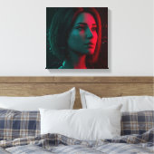 Neon Echo Uitgerekt Canvas Print (Insitu (Slaapkamer))