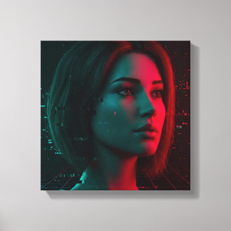 Neon Echo Uitgerekt Canvas Print