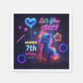Neon Eenhoorn Verjaardagsfeest Laten we Glow Crazy Servet (Voorkant)