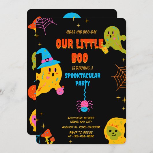 Neon Éffrayant Anniversaire Fête Invitation (Devant / Derrière)