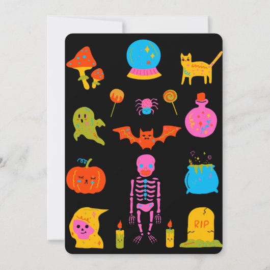 Neon Éffrayant Anniversaire Fête Invitation (Dos)