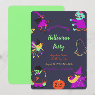 Neon Éffrayant Halloween Party Invitation