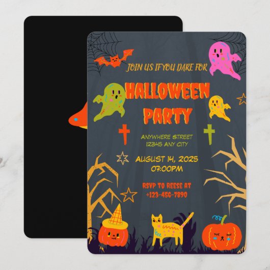 Neon Éffrayant Halloween Party Invitation (Devant / Derrière)