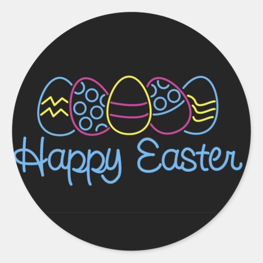 Neon Eggs - Ronde Sticker (Voorkant)
