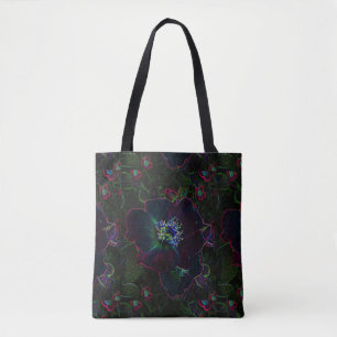Neon Electric Roos Flower Garden Abstracte Canvas  Tote Bag