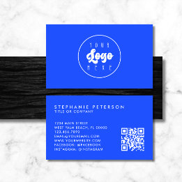 Neon Elektrisch Blauw Aangepast Bedrijfslogo QR Co Visitekaartje