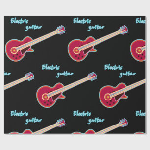 Neon Elektrische Gitaar Retro 80s Rockmuziek Cadeaupapier