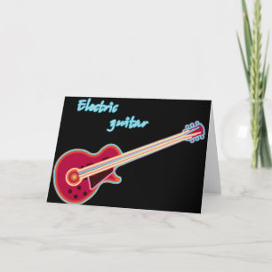 Neon Elektrische Gitaar Retro 80s Rockmuziek Kaart