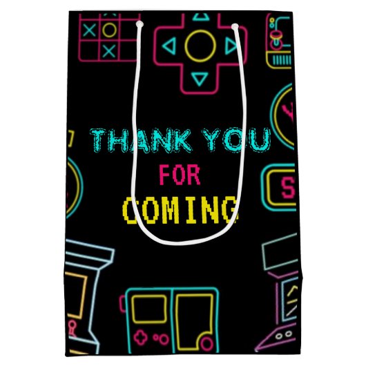 Neon Elk jaar video games arcade verjaardag Medium Cadeauzakje (Achterkant)