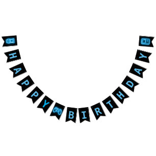 Neon elk jaar videogames verjaardag vlaggetjes