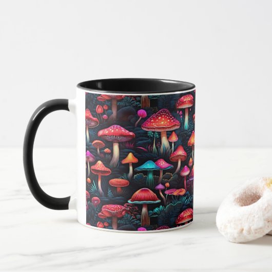 Neon Enchanted Mushroom Forest Mug (Avec donut)